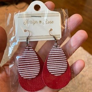 Red and white teardrop earrings